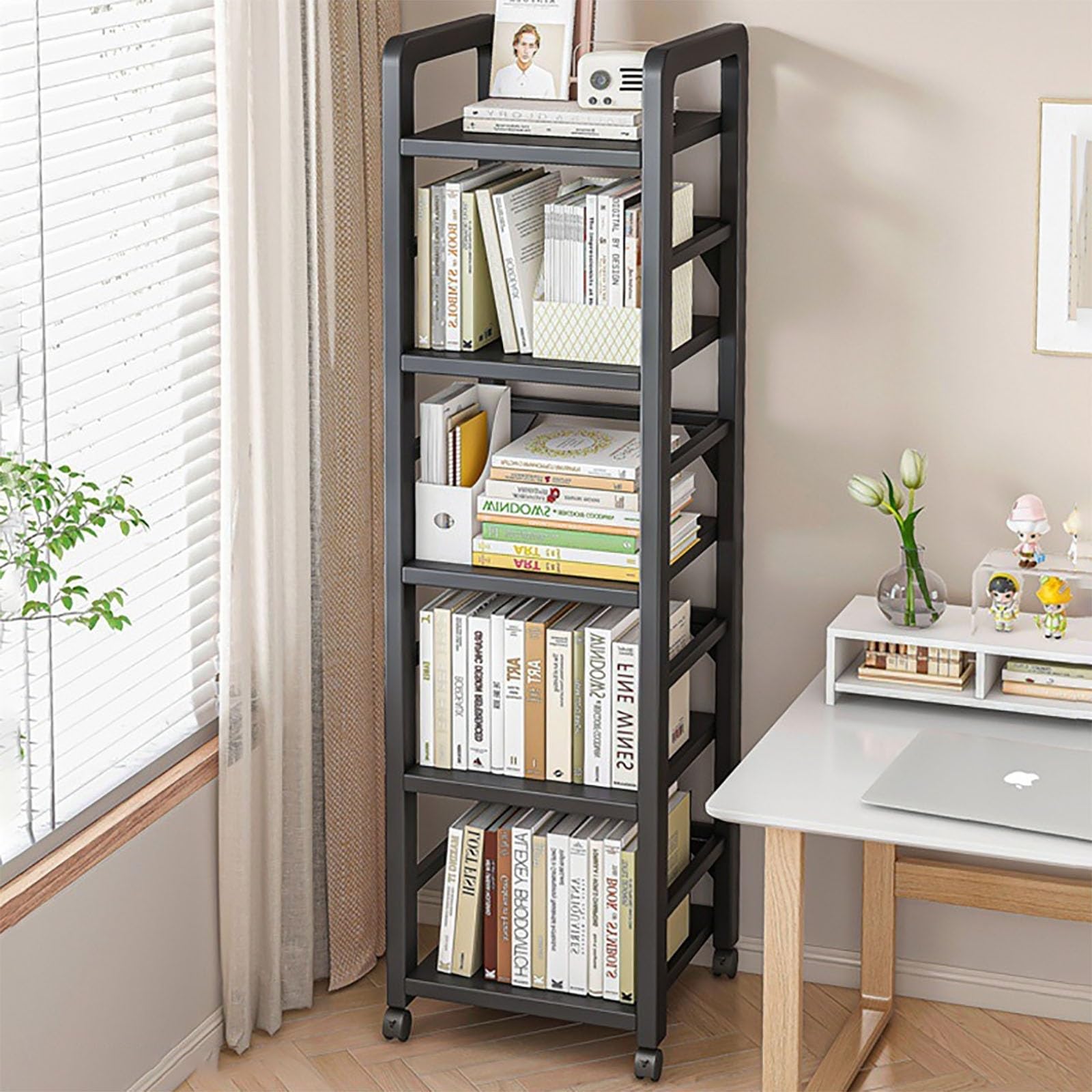 Amazon.co.jp: 回転式本棚 360° 大容量 4段 キャスター付き 子供 絵